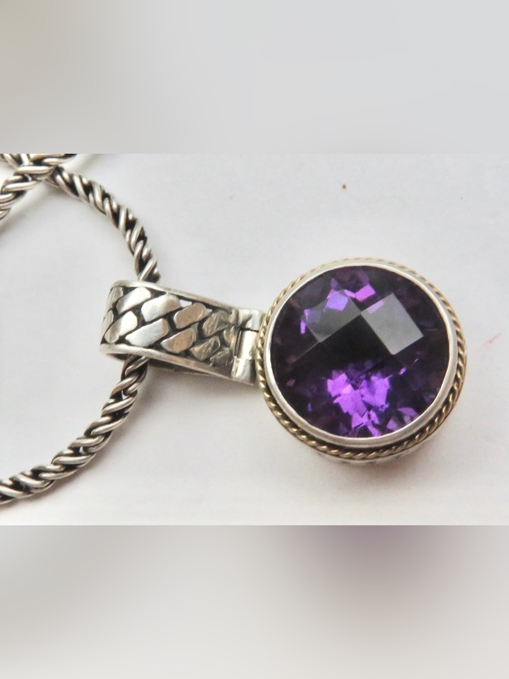 EFFY BH .925 Sterling Silver & 18K Amethyst pendant on EFFY sterling chain 18”